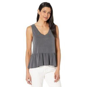 Lucky Brand Women's Tiered V-Neck Tank in Asphalt GRAY Size L MSRP $50